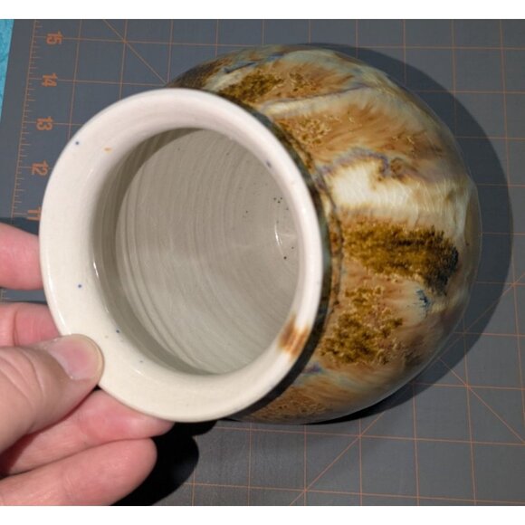 Handcrafted Studio Pottery Vase 7" Tall Drip Glaze Colorful & Unique - Picture 7 of 15